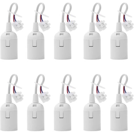 Pack of 10 lamp holder E27 replacement socket renovation socket lamp holder 4 A 250 V construction socket with cable for living room chandelier kitchen bedroom light bulbs accessories (white) (1/5)