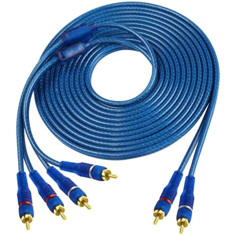 Car RCA Audio Interconnect Cable, 2 Channel to 4 Channel RCA Car Audio Y Splitter Adapter Jumper Twisted Pair OFC Full Shield Noise Reduction (5m)