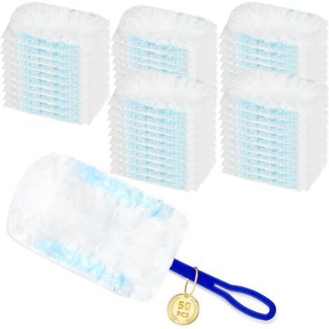 50 pieces dust magnet refill pack for Swiffer dust magnet, disposable feather duster starter set for vacuuming dust and removing hair (50 cloths + 1 handle) (1/5)