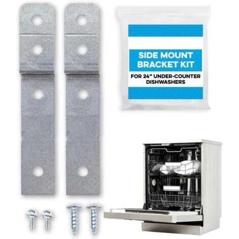 Dishwasher Side Mount Kit - Compare to DWBRACKIT1 - Electrolux and Frigid Air Compatible - 2 Brackets and 4 Screws Included (1/5)