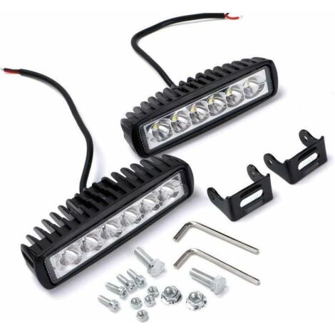 2 Pack, LED Work Light, 18W Car LED Spotlight, IP67 Waterproof LED Fog Light, 6000K Work Lamp, 12V LED Light Bar for Trucks, Motocross Vehicles (1/5)