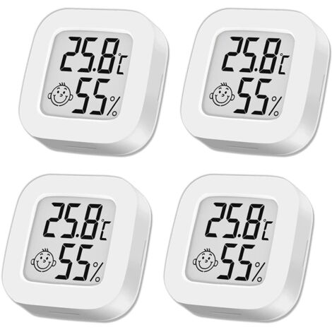 Indoor Thermometer Indoor Hygrometer, Mini Hygrometer Digital Outdoor Thermometer Indoor Thermometer for Home Terrarium Baby Room Incubator Cellar Cloakroom etc (4 White)