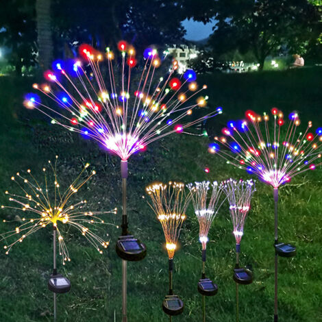 Solar Garden Lights Outdoor, IP65 Waterproof Solar Fireworks Lights, Decorative Outdoor Lighting for Patio, Yard, Lawn, Party, Balcony, Mother's Day (6pcs 120 LED/Multicolor)