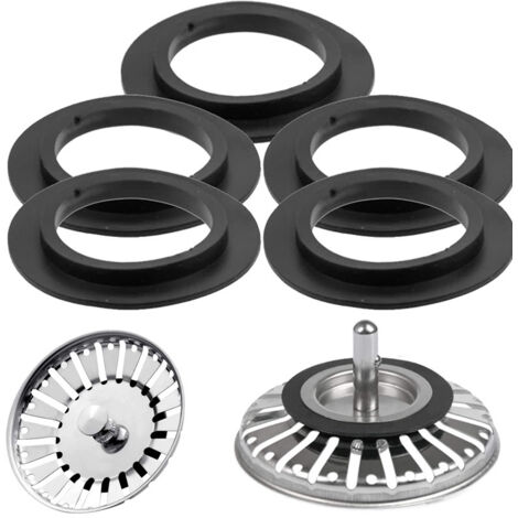 Sink Plug Seal, 5 Packs Ø exterior 54 mm, Ø interior 32 mm Kitchen Bathtub Sink Plug Elastomer Seal for Filter Baskets Drain Valve Plug and Sink Strainer Valve (1/5)