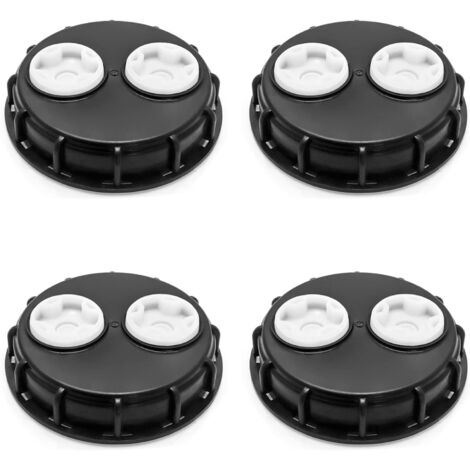 4 Pack 6.5 Inch IBC Tank Caps, High Chemical Resistance, Double Vents, Plastic Caps for IBC Tank Connections, Fine Thread, Black
