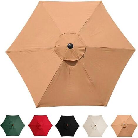 Replacement Parasol Cover 3M, 6 Arms, Garden Canopy, Replacement Parasol Cover, (Canopy Only)/Khaki