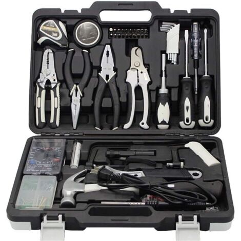 82 Multi-Function Home Repair Tool Kits Repair Hardware Toolbox Electrician Tool Combination Set (Color : Black) (1/4)