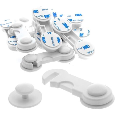 10 Pack, Refrigerator Cabinet Door Safety Locks for Kids, Baby Dogs and Cats with Adhesive (1/5)