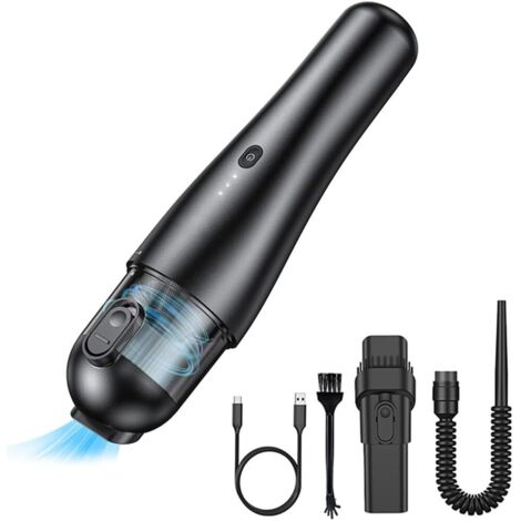 Car Vacuum Cleaner, Cordless Handheld Vacuum Cleaner, Mini Desktop Vacuum Cleaner, 3 in 1 Car Vacuum Cleaner, Triple Filter, Working Time 25 Mins, for Home/Car (Black) (1/5)