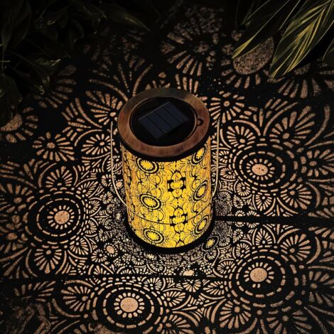 Solar Lantern Outdoor Waterproof Metal Sunflower Van Gogh Pattern LED Solar Hanging Light for Garden Pathway Landscape Gift for Wife Mom Grandma