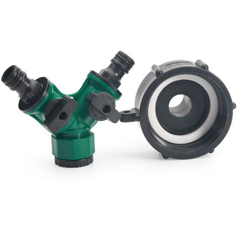 1 piece of two-way diverter IBC ton barrel plastic pipe joint ton barrel accessories Y diverter Y type valve assembly plastic pipe + 2 pieces of 4-point quick connector