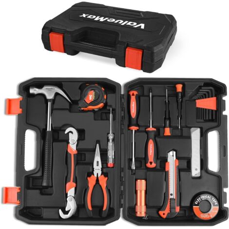 Home Repair Tool Box, General Household Tool Kit with Plastic Storage Box, Ideal for Home or Work Use, 30 Pieces (1/4)