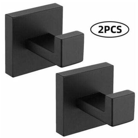 Pieces Wall Hooks Towel Hooks Black 304 Stainless Steel Hooks Rustproof Hooks Waterproof Hooks Bathroom Accessories Coat Hooks, Black (1/5)
