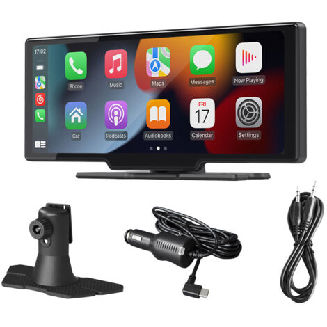 Portable 10.26 inch Car Radio with A-pple Carplay Wireless Android Auto, 7-32V Touch Screen, Voice Assistant/Bluetooth/FM Transmitter/AUX/TF Card