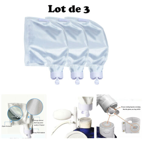 Set of 3 Silt Bags adaptable for Polaris 280 480 Robot Pool Cleaner. Set of 2 Reinforced Nylon Filter Bags with Zip K13