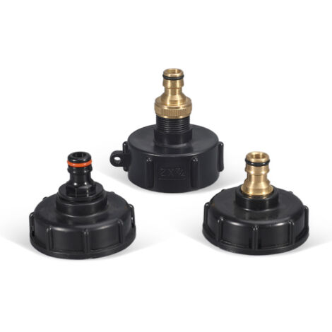 3 Pack 3/4/1/2" IBC Adapter Connector 1000L Hose Valve S60x6 Rain Barrel
