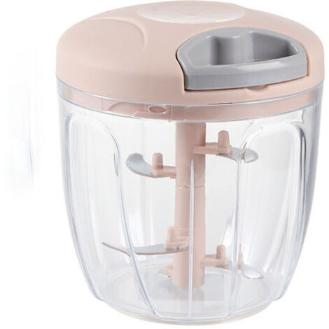 Vegetable Chopper, 5-Blade Manual Meat Chopper, 900ML Onion Salad, Sausage/Nut Cutting Machine, Baby Food, Garlic Press-Pink