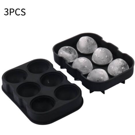 3 Pack Silicone Ice Cube Trays - Ice Cube Tray with Lid - Large BPA Free Silicone Ice Cube Molds - Round Silicone Ice Cube Molds - Ice Cube Maker - Black (1/5)