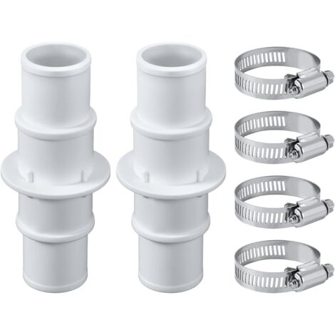 2pcs Pool Hose Connector, with 4 Stainless Steel Hose Clamps 32mm or 38mm Pool Hose Adapter for Pool Vacuum Cleaners Filter Pump Hoses