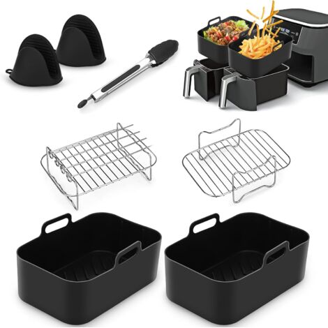 Pack Accessories for Ninja AF400UK and AF451UK Air Fryer, Silicone Air Fryer Liner, Air Fryer Holder, Silicone Gloves, Oven Tongs