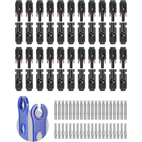 44pcs Solar Connector with Key, IP67 Male/Female Waterproof Panel Cable Connector, 2 Pairs (10AWG) (1/4)