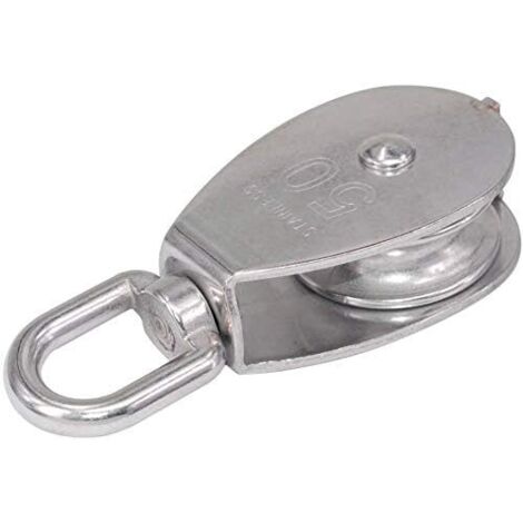 Rope pulley, 304 stainless steel pulley, stainless steel pulley, silver, extremely strong load capacity/50 mm