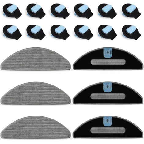 18 Pack Mopping Refill Pack for iRobot Roomba Combo i8+ / i8 / Combo j5 / Combo j5+ / Combo i5 / Combo i5+ Auto Vacuum Mop Robot, Washable Microfiber Mop Cloths (6 Mop Pads + 12 Wicks) (1/5)