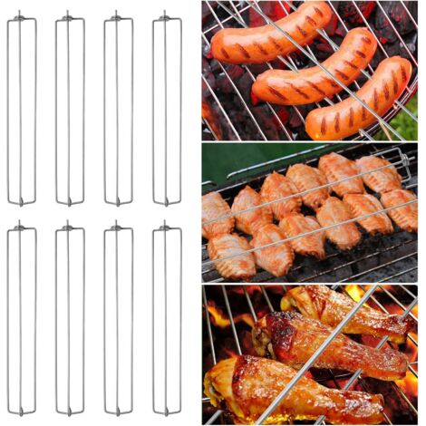 8pcs Chicken Wing Rack for Grilled Chicken Wings, Grilling Fork for Chicken Wings, Stainless Steel Chicken Wing Rack, BBQ Accessories, Chicken Wing Rack for Grill, Grilling Tools for Outdoor Picnic, C