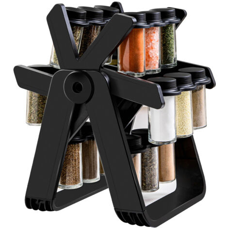 Rotating Spice Organizer - Rolling Spice Rack with 18 Jars, Kitchen Spice Tower Organizer for Counter and Cabinet for Storing Spice Jars