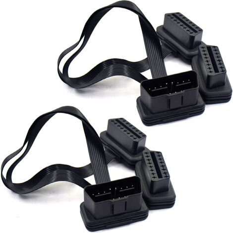 2pcs OBD2 Y Connector Extension Splitter 16 Pin Male to Female Flat Connector + Nozzle (1/5)