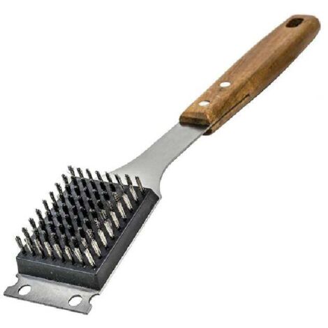 BBQ Aid BBQ Brush and Scraper - Outdoor BBQ Brush with Extended Wooden Handle and Replaceable Stainless Steel Head - Scratch Resistant - Brush for All Types of BBQs (1/5)