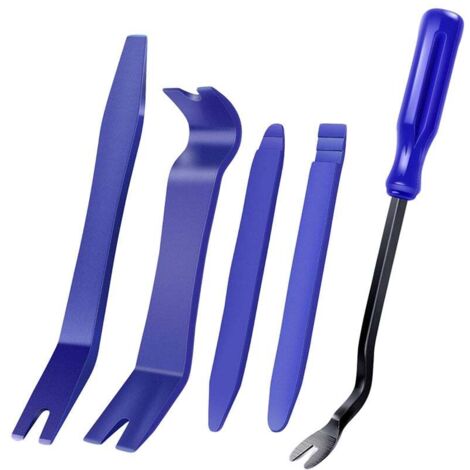 Car Trim Removal Tool Kit, Anti-Scratch Trim Removal Tool for Door Panels and Audio Dashboards - 5 Pieces, Blue (1/5)