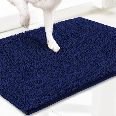 Microfiber Pet Doormat & Rug, Highly Absorbent, Non-Slip, Thick, Washable, Soft Chenille, Indoor & Outdoor, 90 x 150 cm - Blue