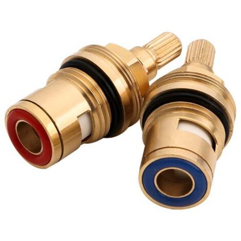 1/4 Turn Ceramic Faucet Cartridge (20 Spline), 2 Pack, Shower Faucet Replacement with Washer, Faucet Seal Repair Kit, Solid Brass and Ceramic (1/4)