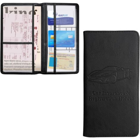 Car Registration and Insurance Clip, Car Registration Document Storage Bag, Glove Box with Magnetic Closure, Universal Interior Accessories for Cars and SUVs (Black) (1/5)