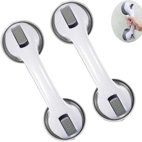 Set of 2 Bathroom Grab Bars with Suction Cups 30cm - Safety Grab Bar for Shower and Bathtub - No Drilling - Non-Slip for Seniors and Children, Grey (1/5)