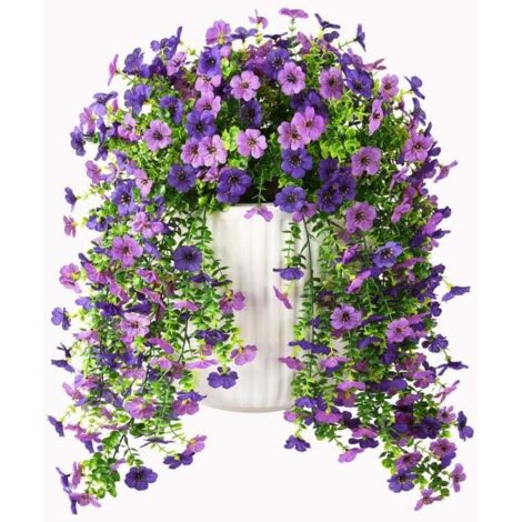 Artificial Hanging Flowers for Spring Outdoor Decor, 2 Lifelike Artificial Silk Daisies for Outdoor, UV Protected Porch Patio Window Box Garden Decoration. (1/5)