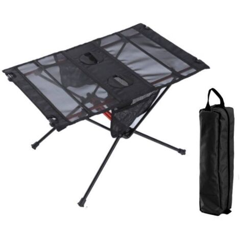 Folding Camping Table, Portable Mini Table with Mesh Bag and Carry Bag, Lightweight for Hiking, Fishing and Picnic, Black (60 x 40 x 40 cm) (1/5)