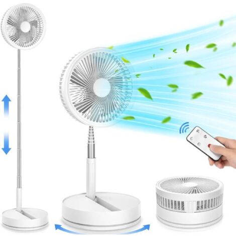 Portable Floor Fan Quiet Fan with Remote Control, Foldable, 4 Modes, Timer, 7200mAh USB Rechargeable, for Bedroom and Office (1/5)