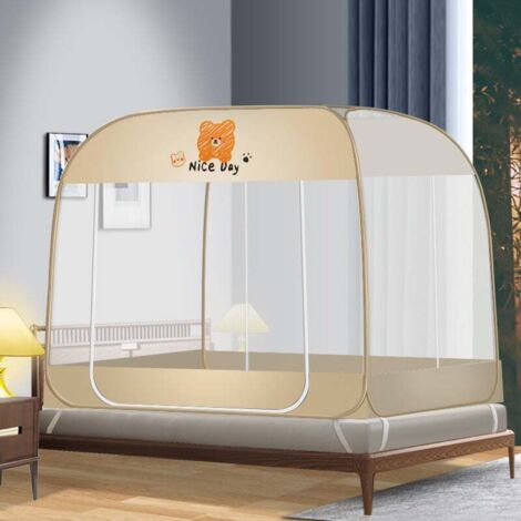 Children's Foldable Mosquito Net 120x200 cm, Breathable Bed Canopy, Double Door, for Single/Double Beds, Happy Bear