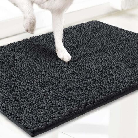 Microfiber Pet Doormat & Rug, Highly Absorbent, Non-Slip, Thick, Washable, Soft Chenille, Indoor & Outdoor, 60 x 150 cm - Carbon Grey
