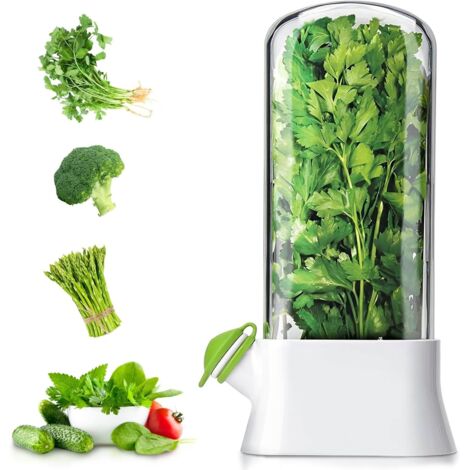 Fridge Herb Keeper, Fresh Herb Storage Container, Asparagus and Coriander Container, Dishwasher Safe (1/5)