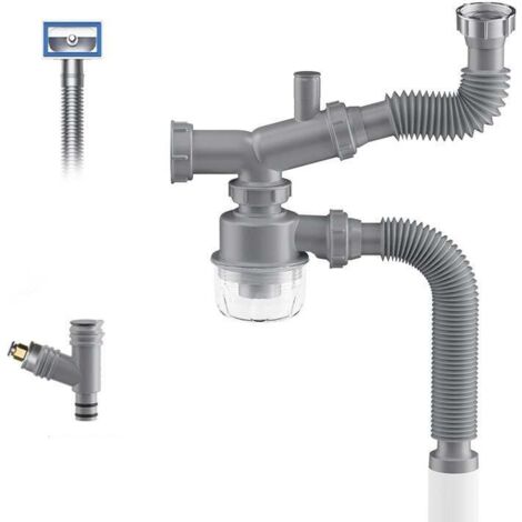 Garbage Disposal Drain Kit, P-Trap for 1 1/2 Kitchen Sink, Space Saving, Visible, Anti-Clog, Anti-Odor, Easy to Clean Double Sink Drain (1/5)