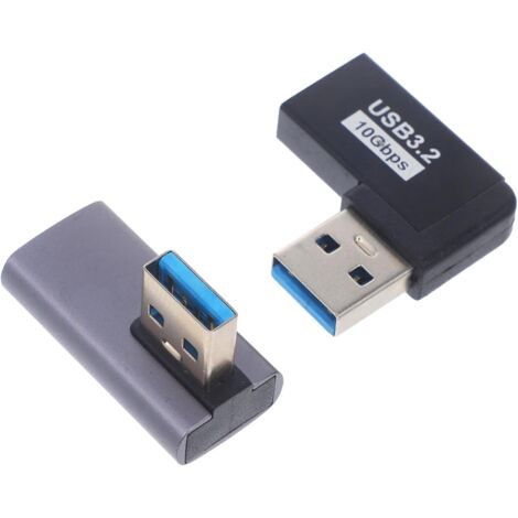 2-Pack USB Right Angle to High Angle Female Extension Adapter, Compatible with Laptops and Compact Computers. (1/5)