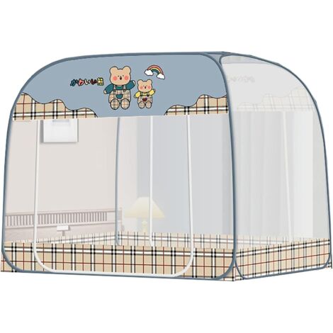 Children's Foldable Mosquito Net 150x200 cm, Breathable Bed Canopy, Double Door, for Single/Double Beds, British Bear (1/5)