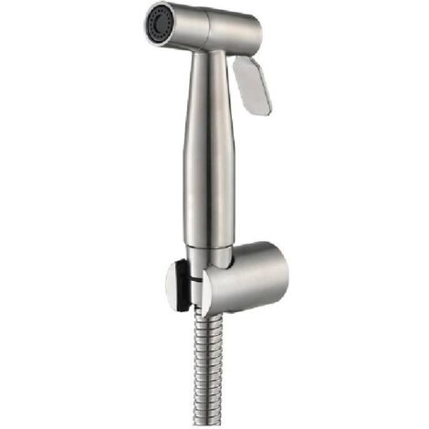 Handheld bidet sprayer with water tank hook and 150cm ABS flexible telescopic shower hose for bathroom shower, diaper cleaning and pet bathing.
