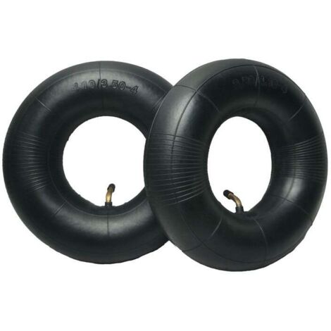 4.10/3.50-4 Inner Tubes, 2 Pcs, Heavy Duty, 4.10 3.50-4/410 350-4, with Curved Bar, for Lawn Mower, 4 Inch Cart, Golf Cart