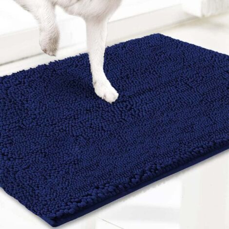Microfiber Pet Doormat & Rug, Highly Absorbent, Non-Slip, Thick, Washable, Soft Chenille, Indoor & Outdoor, 60 x 90 cm - Blue