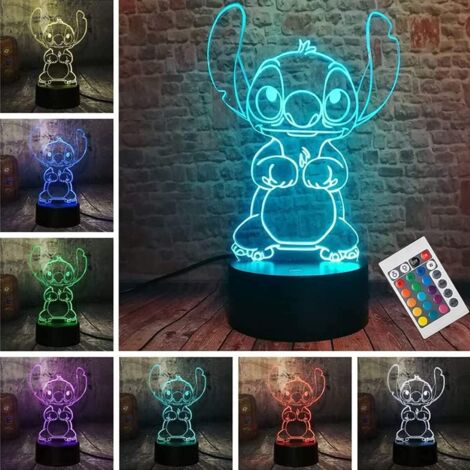 Stitch Lamp, 3D LED Smart Remote Control Lamp 16 Colors Christmas Gift Children's Room Decoration Holiday Gift