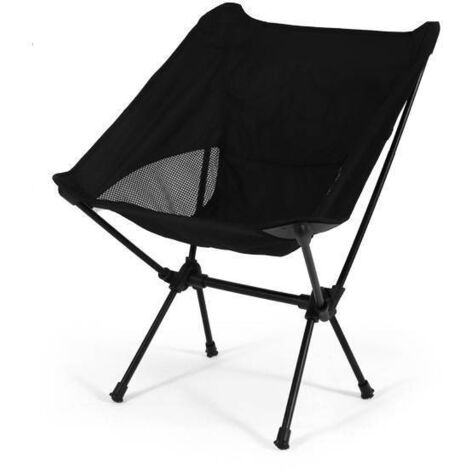 Small Compact Folding Camping Chair for Adults (90kg) - Lightweight Backpacking Chair, Ideal for Outdoors, Fishing, Hiking, Picnics and Beach - Chair (Black) (1/5)
